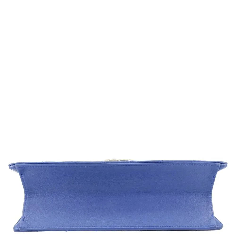 Chanel Coco Envelope Flap Quilted Chevron Leather Crossbody Bag Blue - Picture 10 of 13